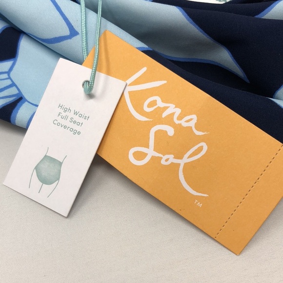 Kona Sol Bikini Bottoms Women's Size Large Floral Print High Waist Full Coverage - Picture 5 of 11